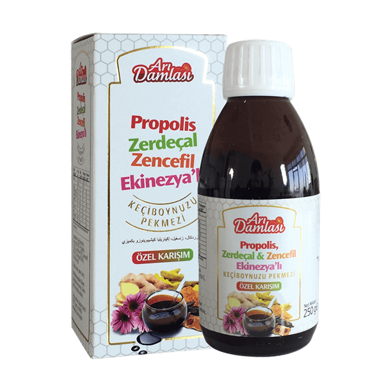  Propolis Zerdeçal Zencefil Ekinezya Ekstraktlı Keçiboynuzu Pekmezi 250 mL – Çocuk