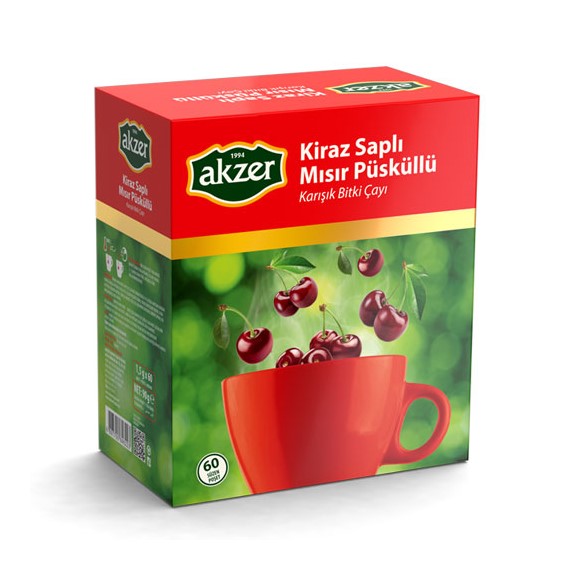 Akzer Kiraz Saplı & Mısır Püsküllü Çay 60’lı